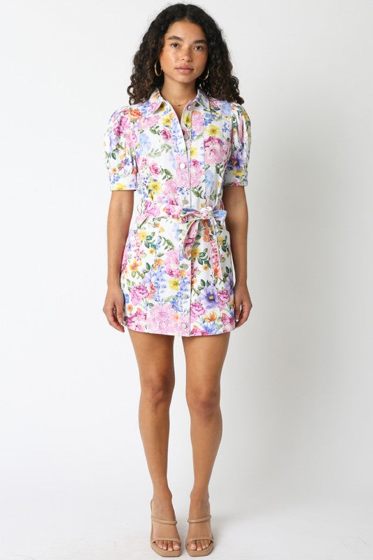 blue dress for baby girl Brunch Floral Mini Dress main image 0