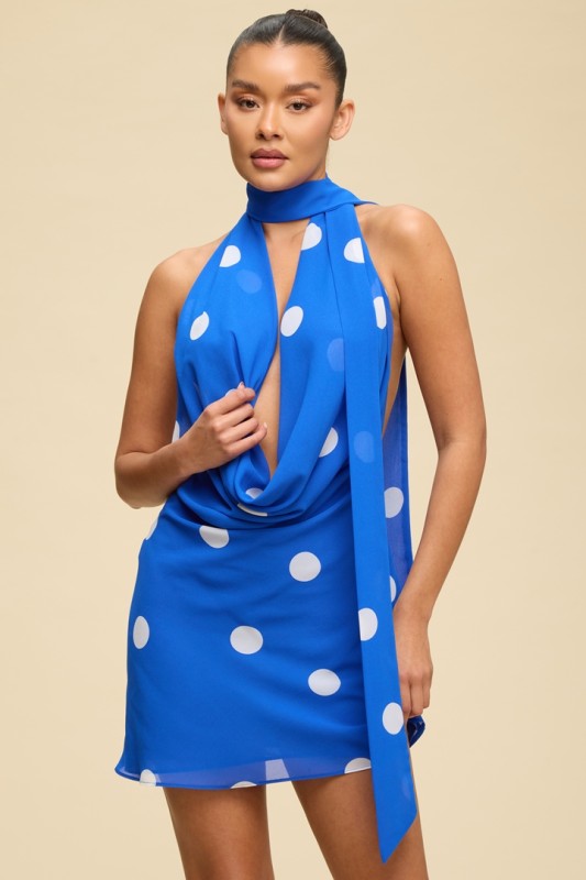blue polka dot dress women Prosperina Chelsea Navy Polka Dot Cotton Maxi Dress