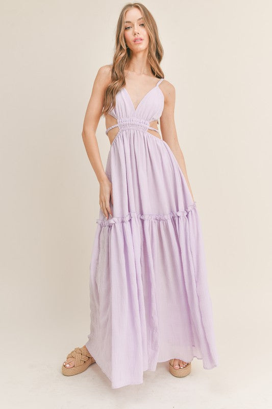 Never Too Late Lilac Cut Out Maxi Dress