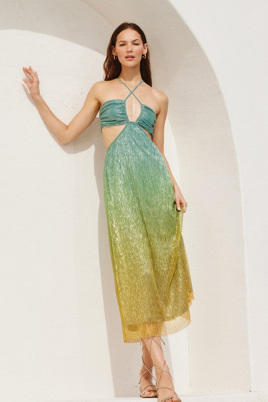 Meet Me In The Bahamas Shimmer Ombre Midi Dress