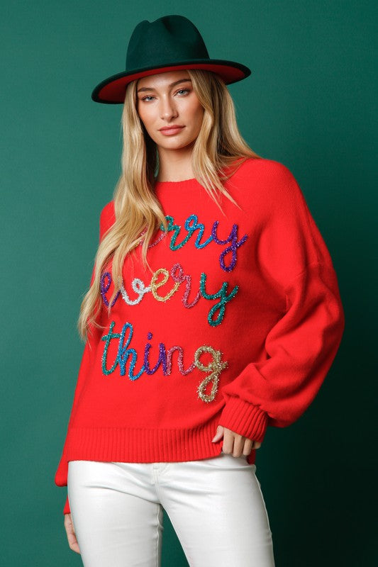 Merry Everything Red Lurex Sweater