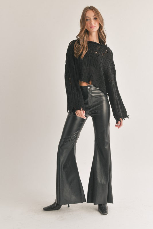 Leather flare pants 😍  Leather pants, Leather pants outfit