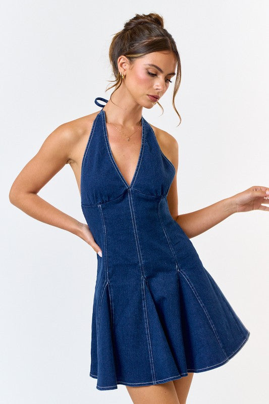 Life's A Picnic Blue Denim Mini Dress S