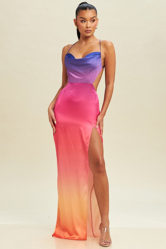 Ride Off Into The Sunset Ombre Maxi Dress L