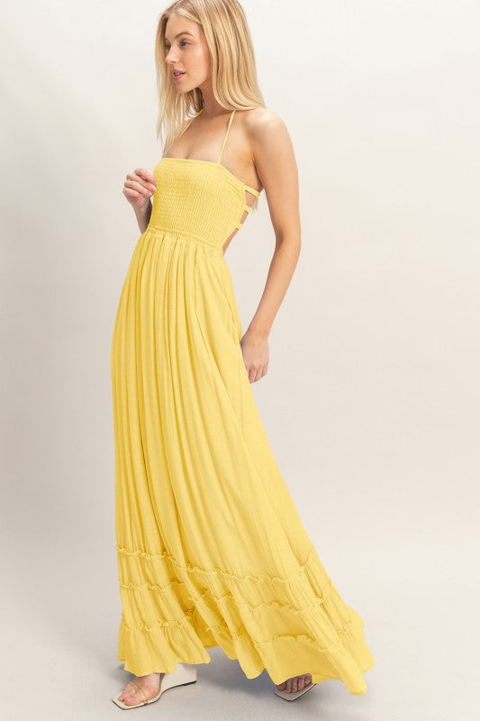 Punta Mita Smocked Yellow Maxi Dress
