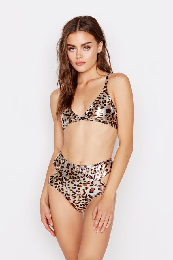 Womens Swimsuits High Waisted Cheetah Print Bathing Suit Dixxon