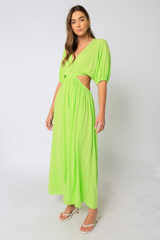 Center Of Attention Neon Green Maxi Dress – Haute2Wear