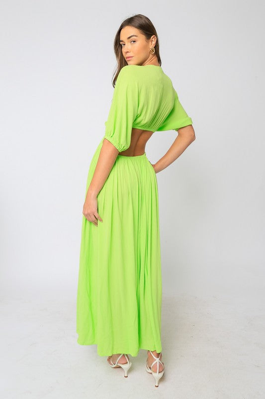 fitted lace wedding dress Center Of Attention Neon Green Maxi Dress – Haute2Wear