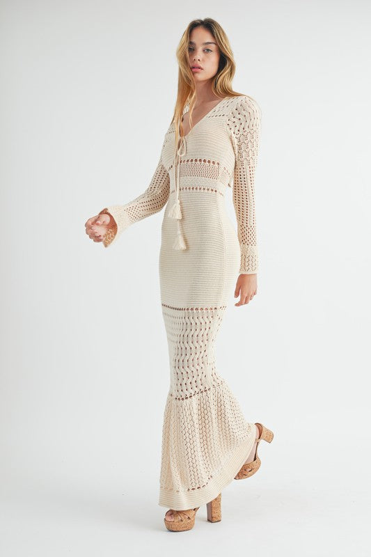 white christmas dresses Kesha Open Back Crochet Maxi Dress Cream– Selfie Leslie