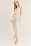 The Night Is Young Pearl and Sequin Belted Jumpsuit