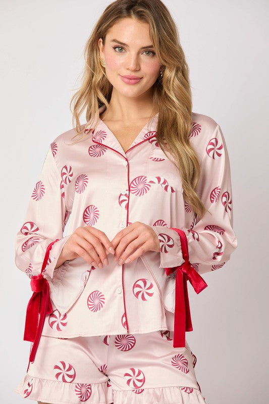 Winter Wonderland Candy Cane Pajama Top