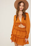 Don't Leave Yet Orange Smocked Ruffle Mini Dress
