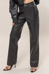 Night Owl Black Faux Leather Straight Leg Pants