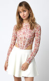 Get A Bloom Floral Mesh Bustier Crop Top