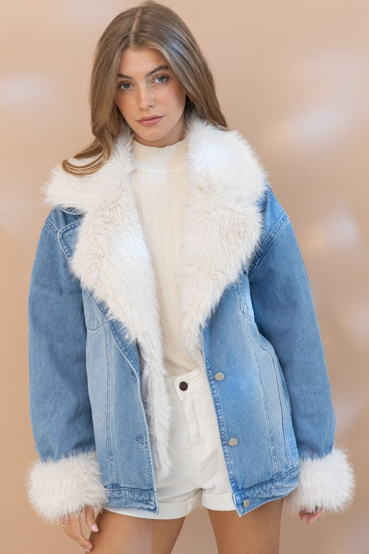 This One Is Fur You Faux Fur Denim Jacket