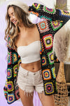 Queen Of The Field Granny Square Crochet Cardigan