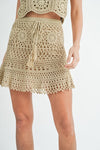 Bora Bora Taupe Crochet Mini Skirt