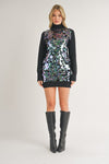 Hits The Spot Iridescent Sequin Sweater Dress