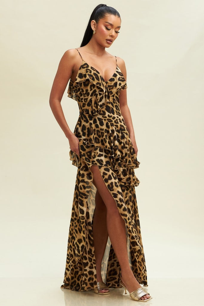 Hits The Spot Ruffle Leopard Maxi Dress Haute2Wear Hits The Spot Ruffle Leopard Maxi Dress Haute2Wear