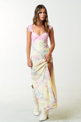 Pretty In Pastels Floral Print Lace Maxi Dress – Haute2Wear