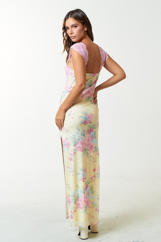 Mesh Floral Lace Detail Dress M Mesh Floral Lace Detail Dress M
