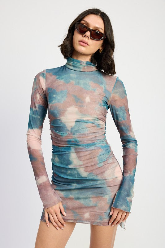 knee length dresses for ladies What A Trip Tie Dye Mesh Mini Dress S