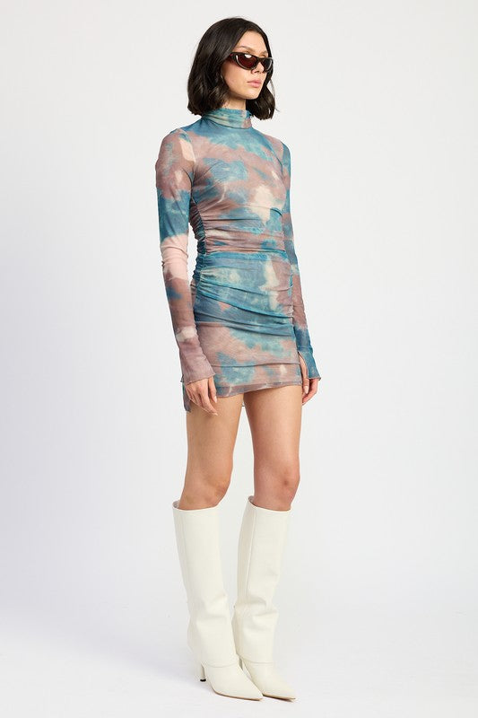dye mesh dress Mirage Mesh Mini Dress- Tide Dye Indigo Medium