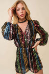 Turn Up The Volume Multicolor Sequin Romper