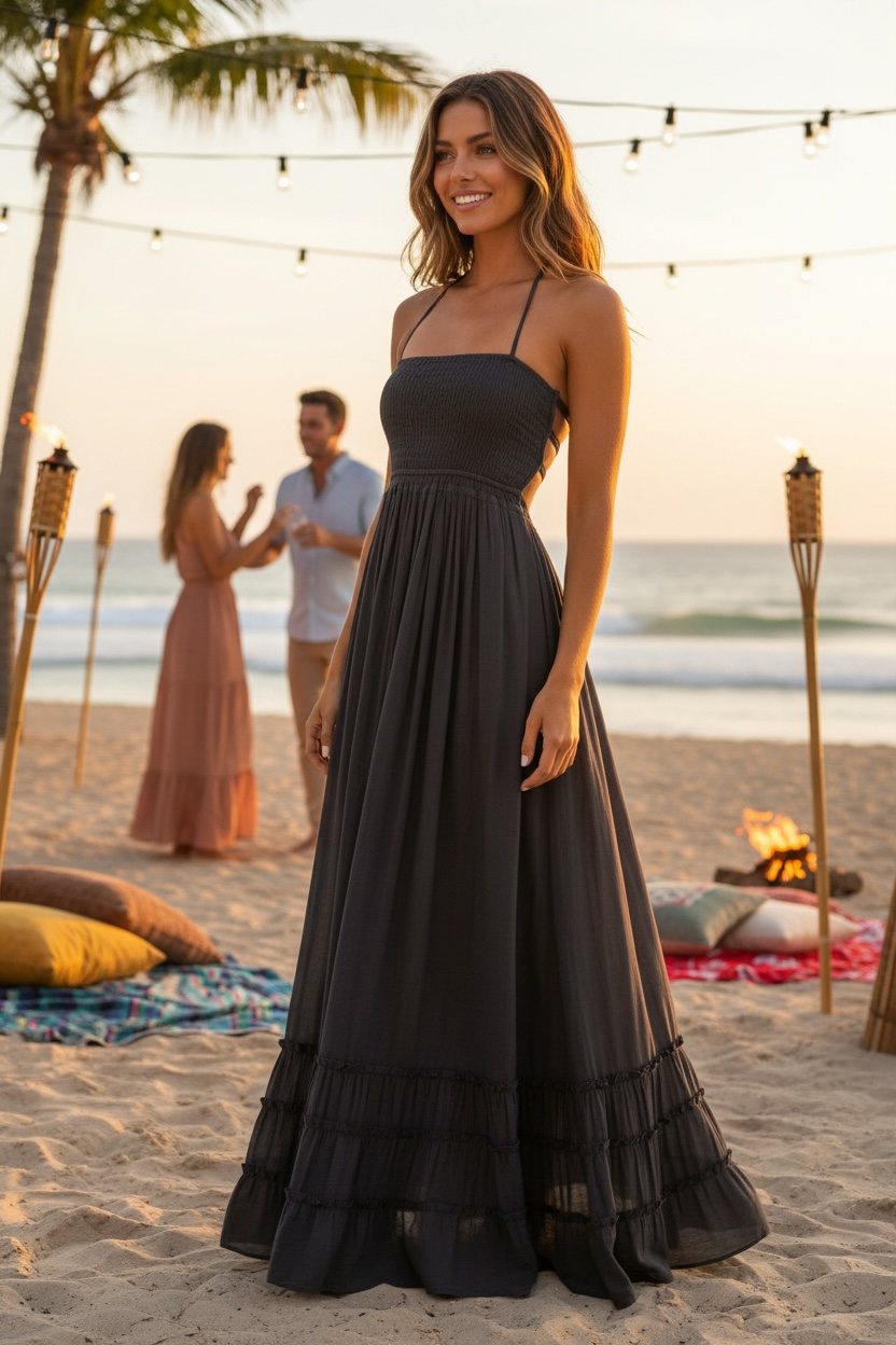 beautiful black maxi dress Black Lace Ruffle Maxi Dress self-portrait-US