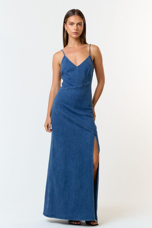 Blue For You Denim Maxi Dress S
