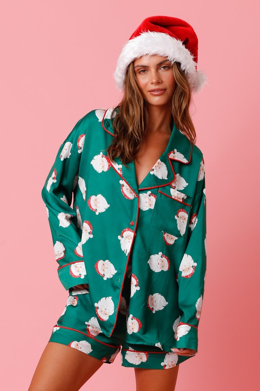 Santa Baby Green Satin Santa Pajama Top – Haute2Wear