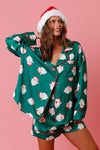 Santa Baby Green Satin Santa Pajama Top