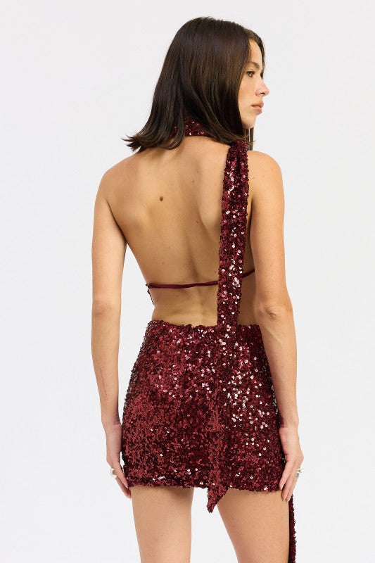 cherry sequin dress PHAM STUDIO Cherry Maxi Dress Red / XL