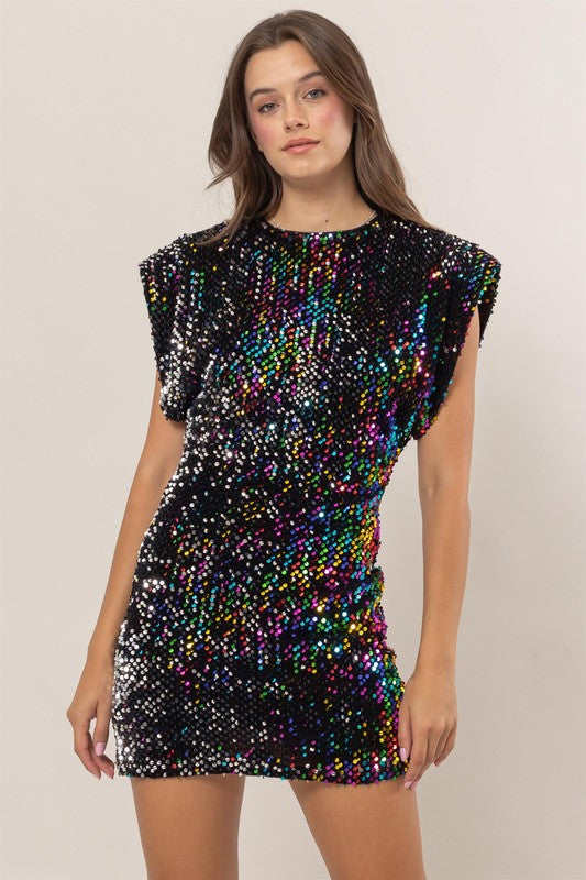 Sparkle The Night Away Multicolor Sequin Mini Dress Haute2Wear