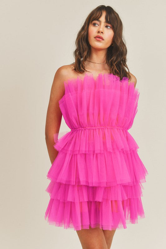 Mable Life of The Party Tulle Dress - Hot Pink Medium