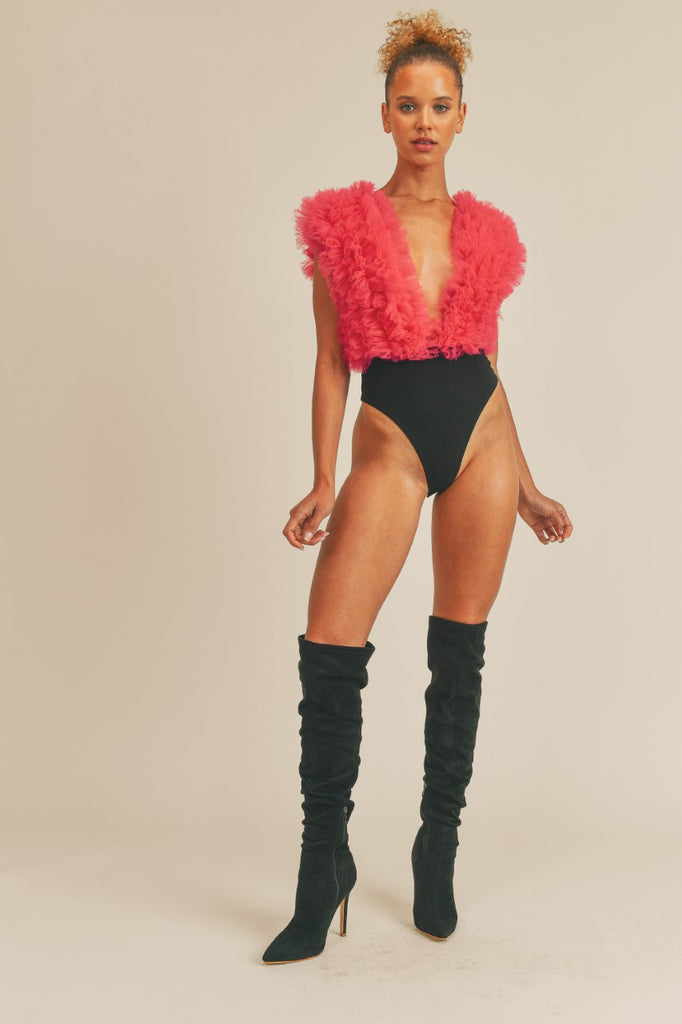 I'm The Moment Pink Ruffle Organza Bodysuit – Haute2Wear