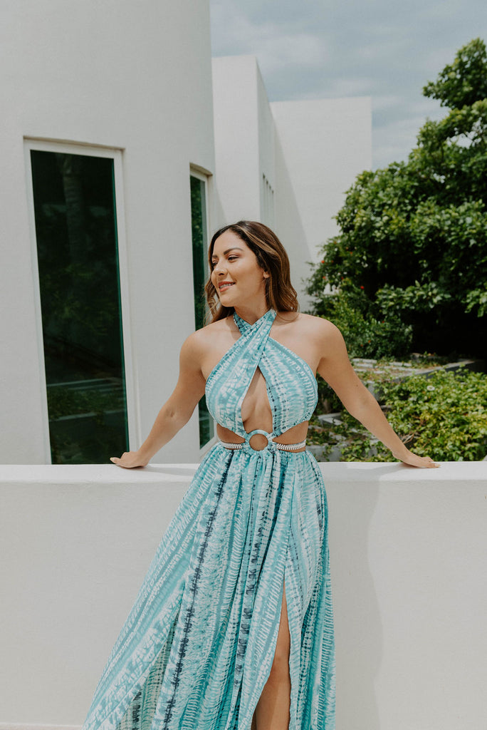Stuck In Santorini Blue Cut Out Maxi Dress – Haute2Wear