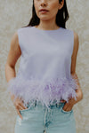 Putting On The Ritz Purple Feather Hem Top