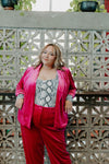 Power Moves Pink Velvet Plus Size Blazer