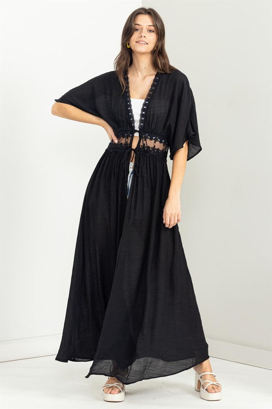 Lead The Way Black Lace Duster