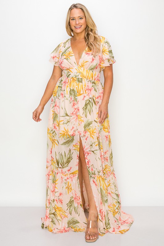 Paradise Cove Floral Print Plus Size Maxi Dress