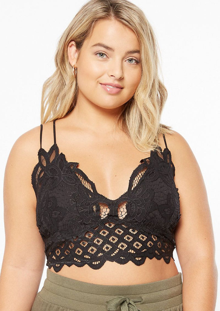 Buy Black Lace Crop Bralette Top With Lining 