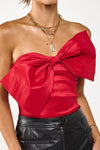 All Wrapped Up Red Bow Strapless Top
