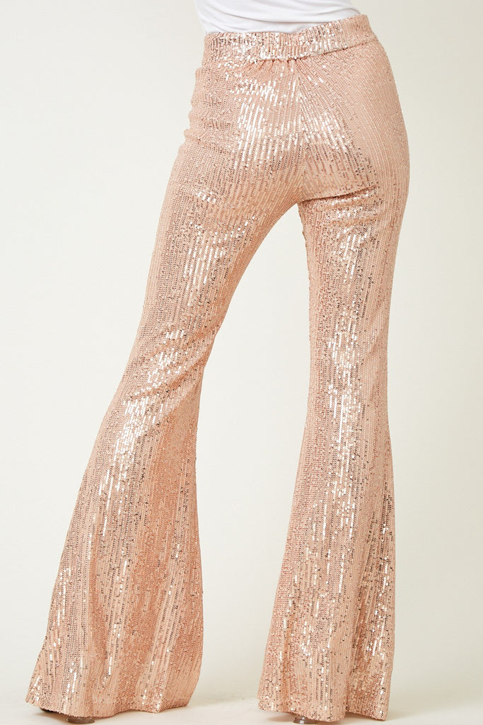Mariah Rose Gold Sequin Flare Pants Haute2Wear Mariah Rose Gold Sequin Flare Pants Haute2Wear
