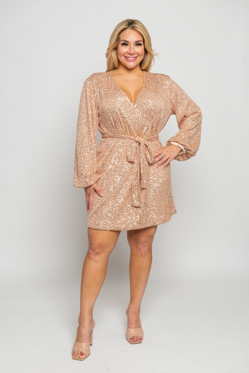 gold sequin wrap dress plus size Plus Size Gold Sequin Wrap Dress Gold Sequin Wrap Dress Love Ur Look Clothing And Vintage