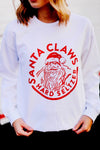 white claw sweatshirt, holiday sweatshirt, santa claws, santa claws sweatshirt, holiday boozy sweatshirt, romper, black bodysuit, black lace bodysuit, rhinestone fringe denim jacket, fringe denim jacket, floral mini dress, velvet bikinis, crochet pants, crochet set, embroidered white maxi dress, crochet kimono, tie dye sweater set, velvet tie dye bikinis, tie dye bikini, embroidered dress, loungewear, loungewear sets, star mesh bodysuit, leopard print loungewear, spring style