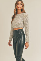 Cropped Mesh Sequins & Pearl Top — Kim and Cloth